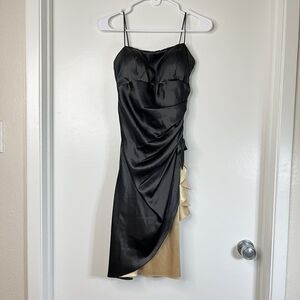Vintage Blondie Nites Linda Bernell Women Dress 7 Black Satin Asymmetrical Y2K